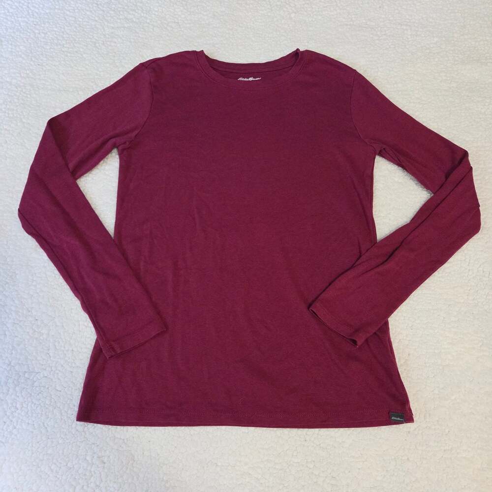Eddie Bauer Long Sleeve Shirt Crewneck Basic Shirt Maroon